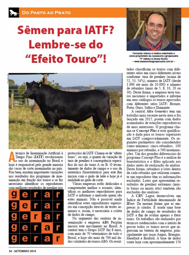 Sêmen para IATF? Lembre-se do “Efeito Touro”!