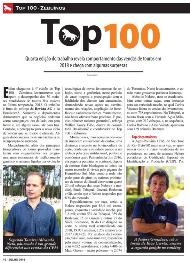 TOP 100 Edição 2019 Zebuínos - Os Maiores Vendedores de Touros do Brasil