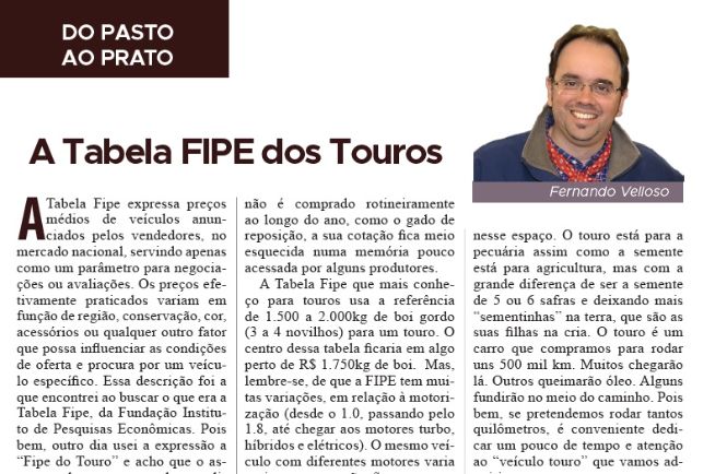 A Tabela FIPE dos Touros